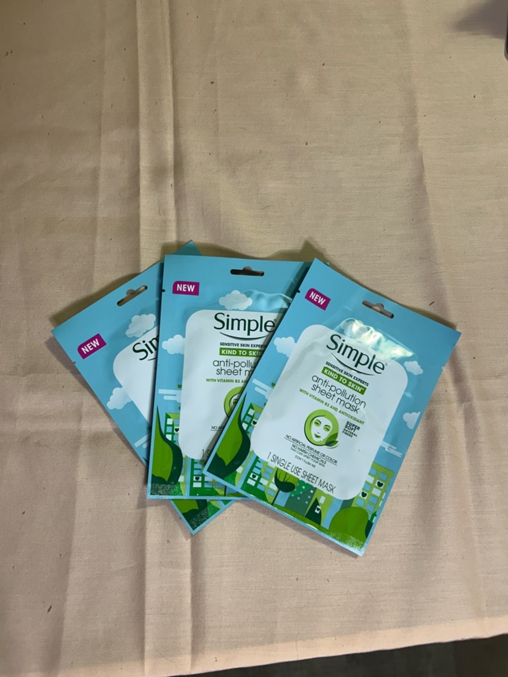 Simple Anti-Pollution Sheet Mask Pack - Blue & Green Packaging